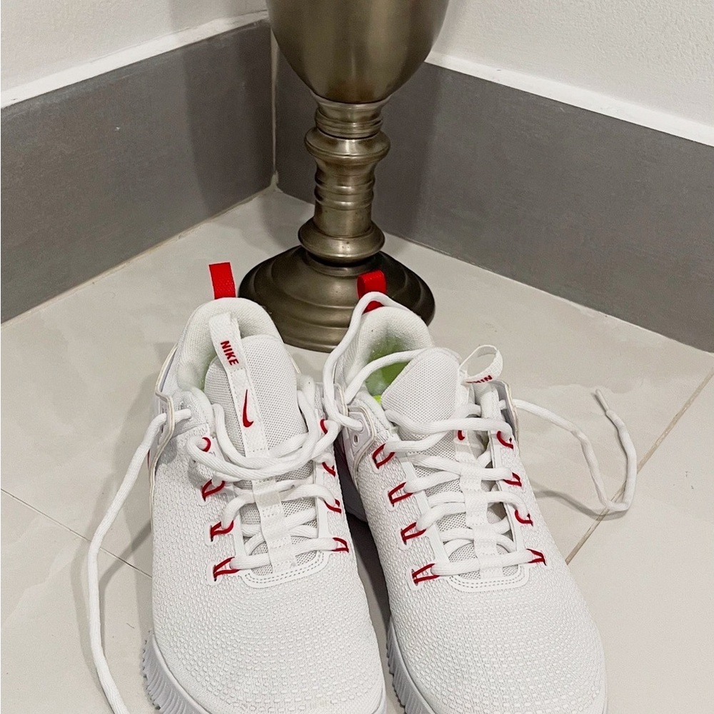 Nike White Sneakers with Red Details